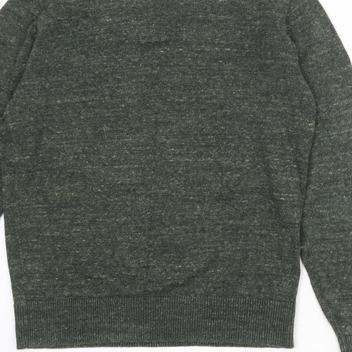 Gap Mens Green V-Neck Cotton Pullover Jumper Size XS Long Sleeve