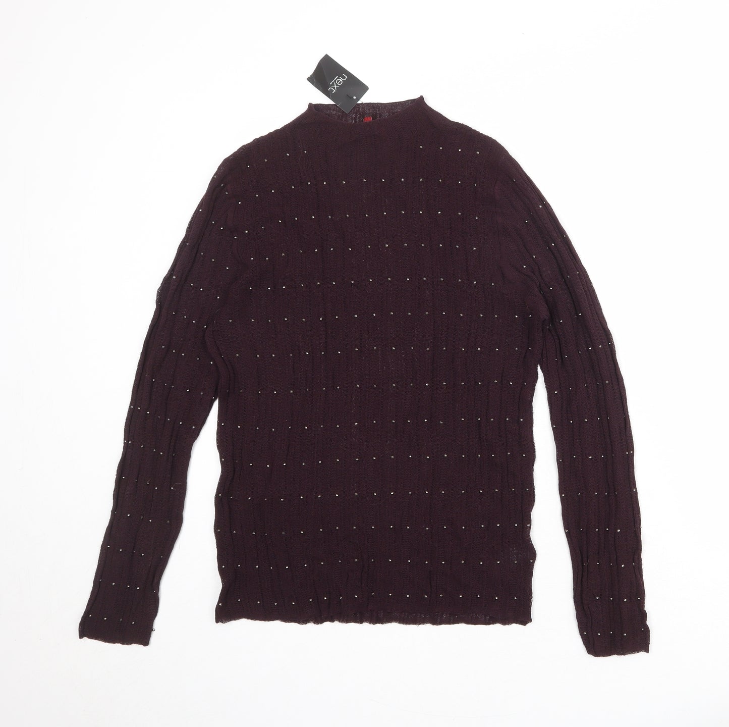 NEXT Womens Purple Mock Neck Viscose Pullover Jumper Size 16