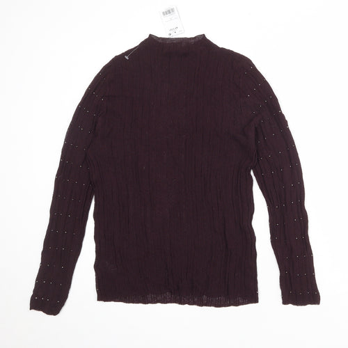 NEXT Womens Purple Mock Neck Viscose Pullover Jumper Size 16