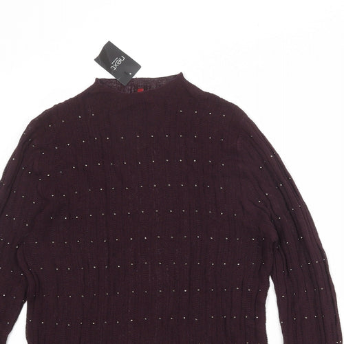NEXT Womens Purple Mock Neck Viscose Pullover Jumper Size 16