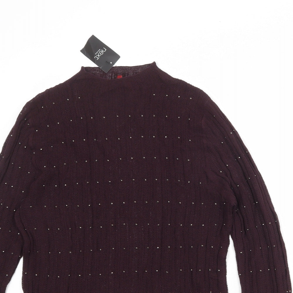 NEXT Womens Purple Mock Neck Viscose Pullover Jumper Size 16