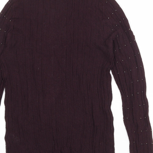 NEXT Womens Purple Mock Neck Viscose Pullover Jumper Size 16