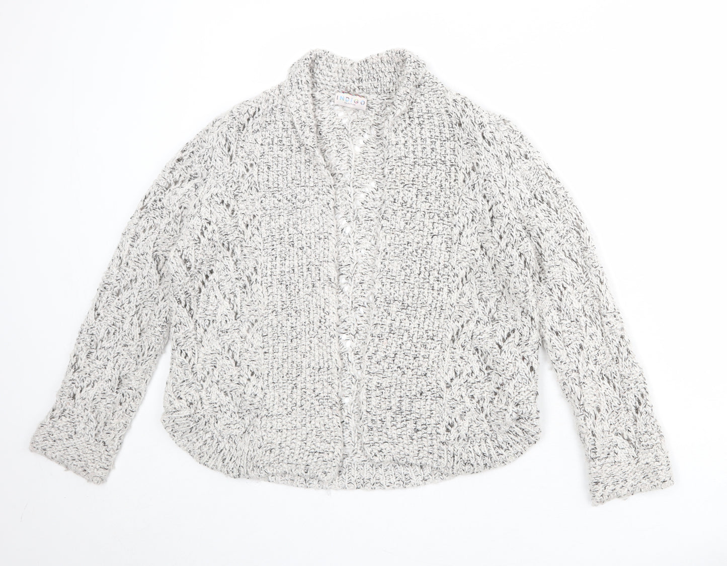 Indigo Womens Grey V-Neck Acrylic Cardigan Jumper Size 12