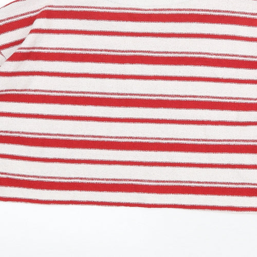 Zara Womens White Round Neck Striped Acrylic Pullover Jumper Size S