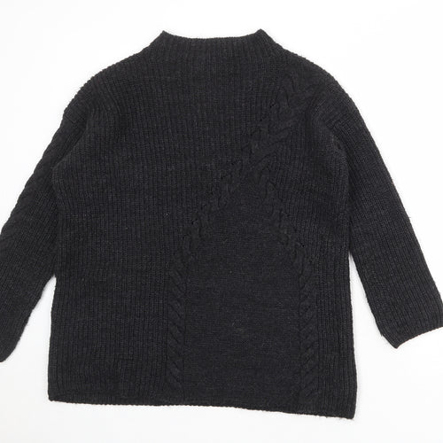 Marks and Spencer Womens Grey Mock Neck Acrylic Pullover Jumper Size S