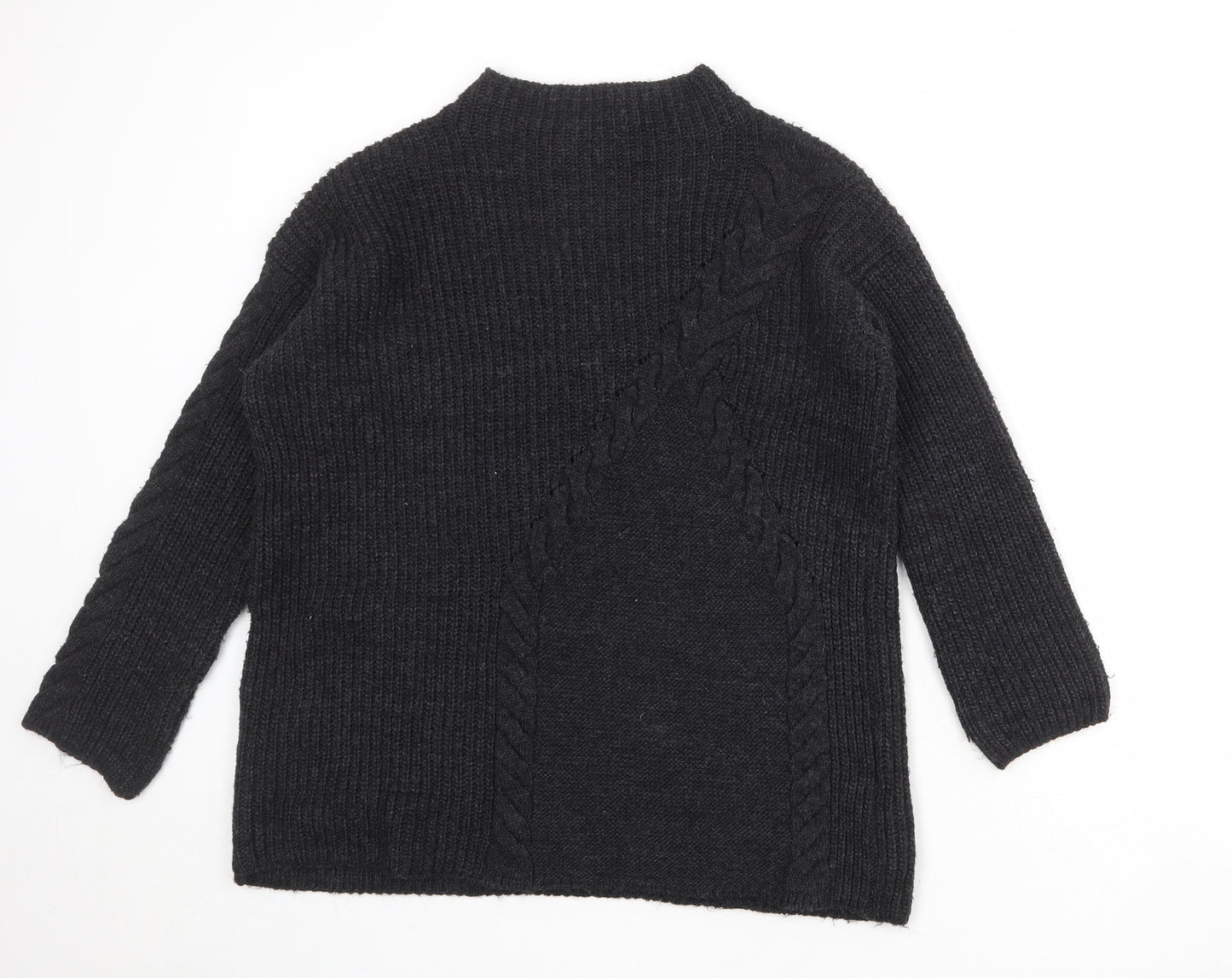 Marks and Spencer Womens Grey Mock Neck Acrylic Pullover Jumper Size S