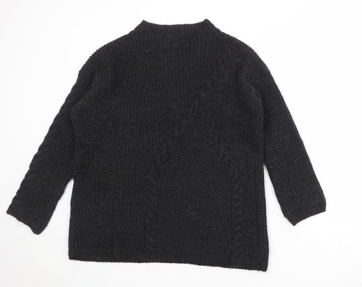 Marks and Spencer Womens Grey Mock Neck Acrylic Pullover Jumper Size S