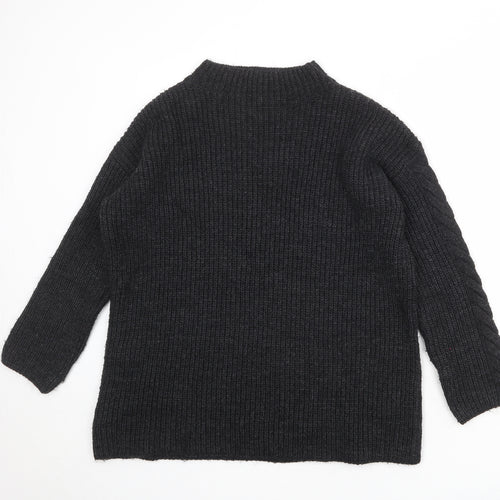 Marks and Spencer Womens Grey Mock Neck Acrylic Pullover Jumper Size S