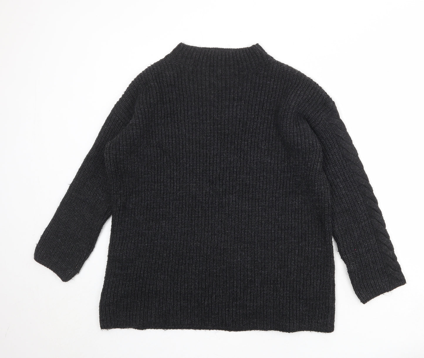 Marks and Spencer Womens Grey Mock Neck Acrylic Pullover Jumper Size S