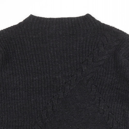Marks and Spencer Womens Grey Mock Neck Acrylic Pullover Jumper Size S