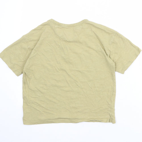 Zara Boys Brown 100% Cotton Basic T-Shirt Size 9-10 Years Round Neck Button