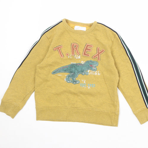 NEXT Boys Yellow Cotton Pullover Sweatshirt Size 8 Years Pullover - T-Rex
