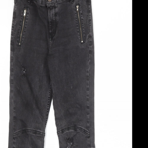 Zara Womens Grey Cotton Skinny Jeans Size 12 Regular Zip