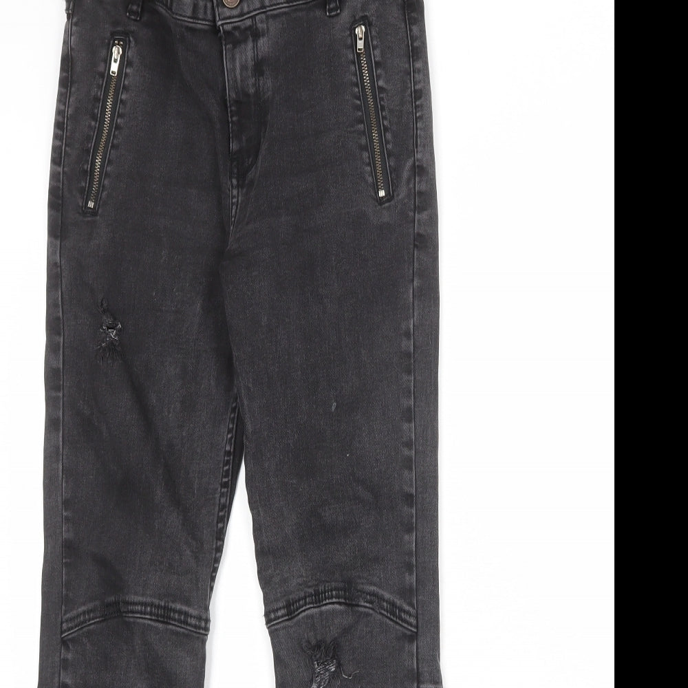 Zara Womens Grey Cotton Skinny Jeans Size 12 Regular Zip
