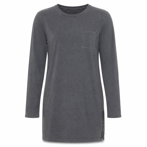 ASOS Womens Grey 100% Cotton T-Shirt Dress Size M Round Neck Zip - Zip detail on sides