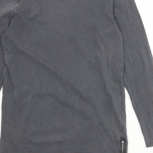 ASOS Womens Grey 100% Cotton T-Shirt Dress Size M Round Neck Zip - Zip detail on sides