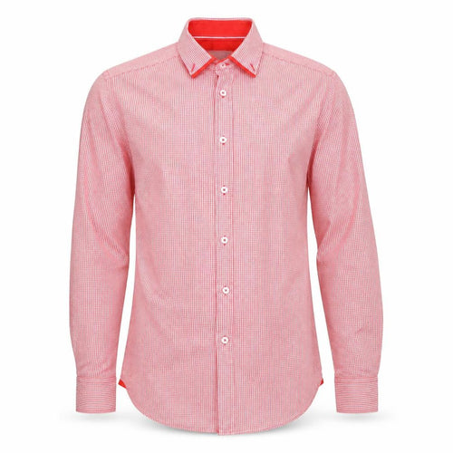 Man At LA Mens Red Check Cotton Button-Up Size S Collared Button