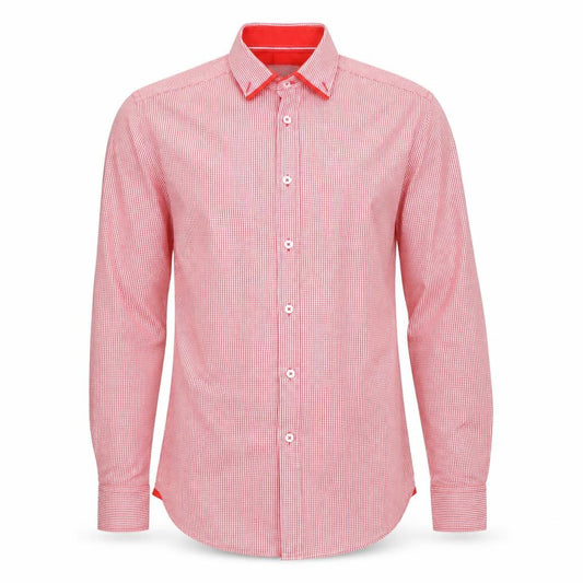 Man At LA Mens Red Check Cotton Button-Up Size S Collared Button
