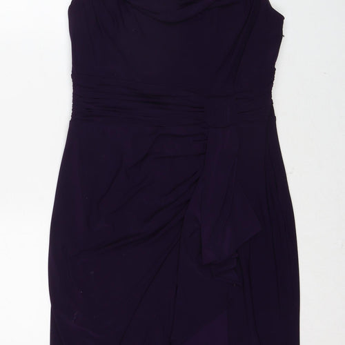 Scarlett Nite Womens Purple Polyester A-Line Size 10 Cowl Neck Zip