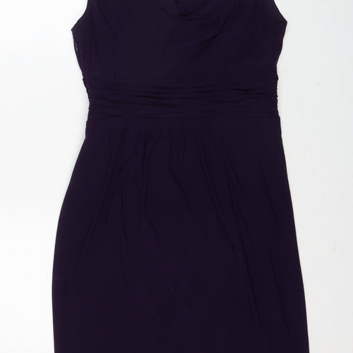Scarlett Nite Womens Purple Polyester A-Line Size 10 Cowl Neck Zip