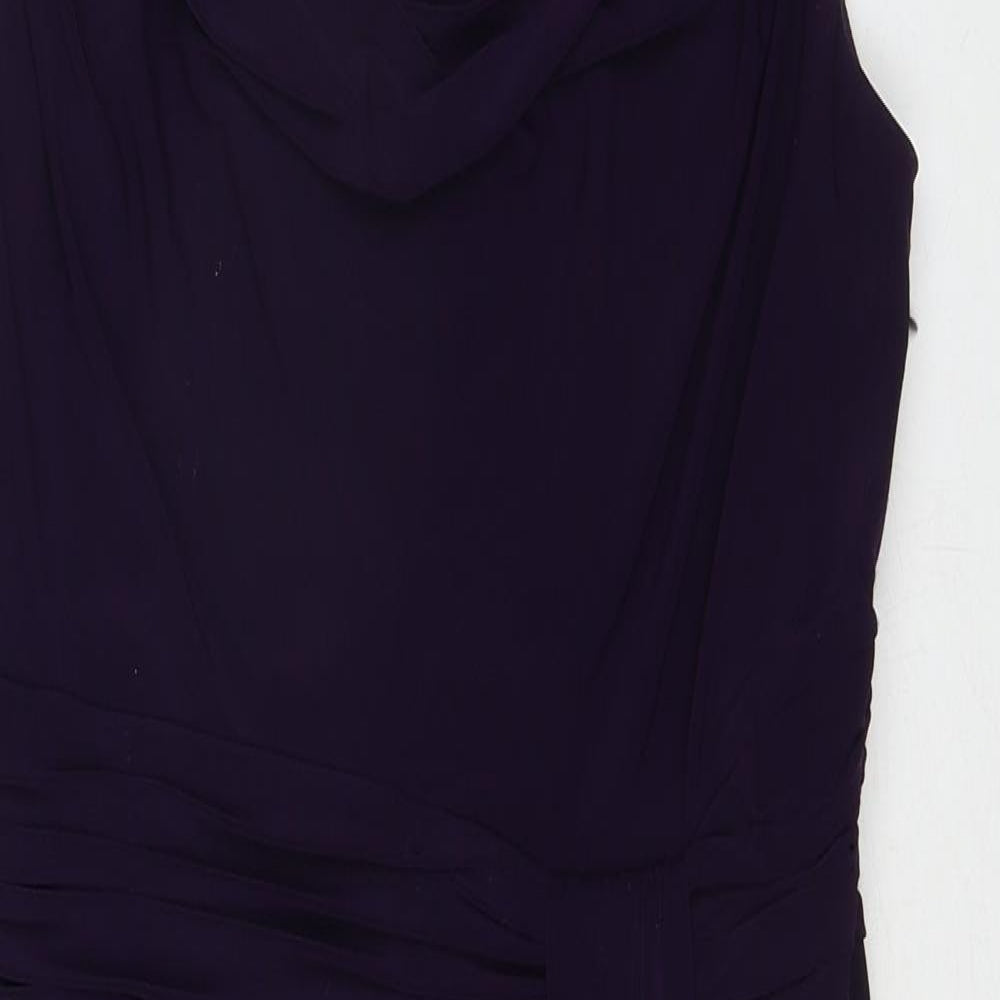 Scarlett Nite Womens Purple Polyester A-Line Size 10 Cowl Neck Zip