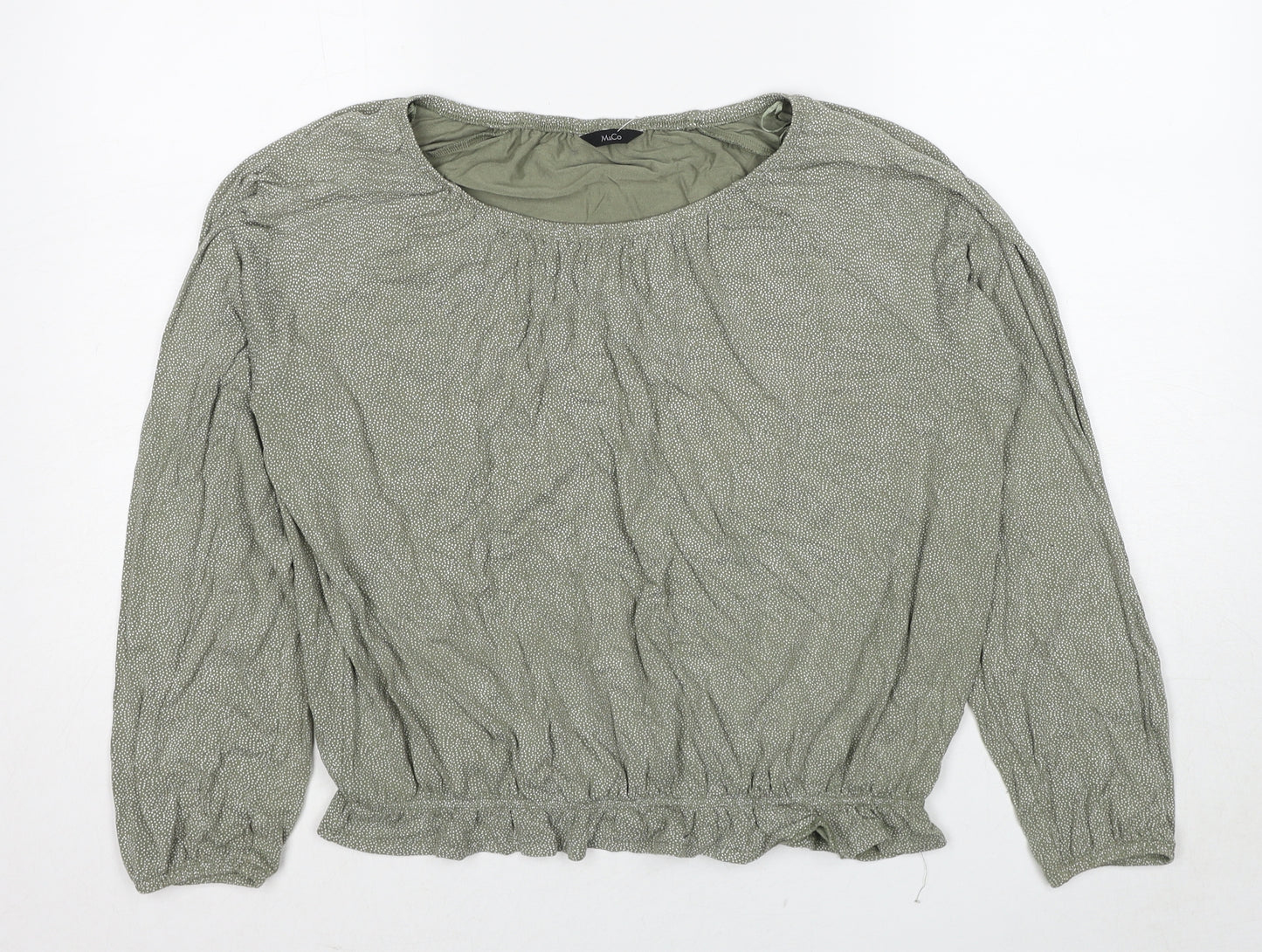 M&Co Womens Green Geometric Viscose Basic Blouse Size 12 Boat Neck