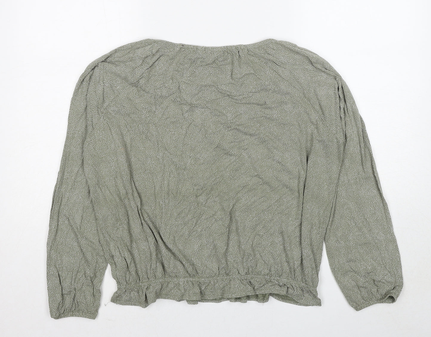 M&Co Womens Green Geometric Viscose Basic Blouse Size 12 Boat Neck