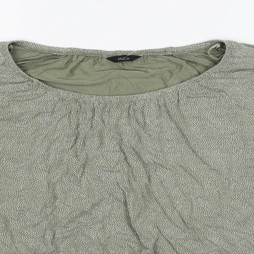 M&Co Womens Green Geometric Viscose Basic Blouse Size 12 Boat Neck