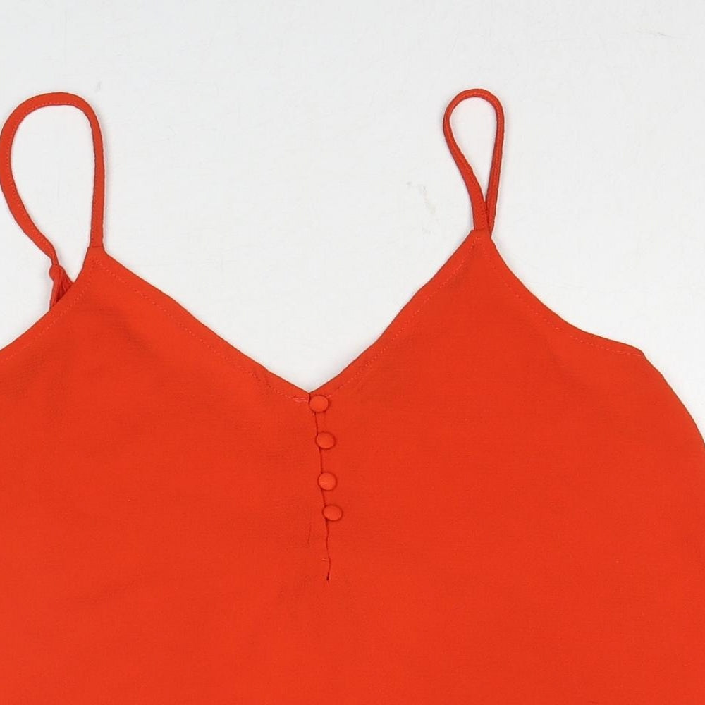 TALLY WEiJL Womens Red Polyester Basic Tank Size M V-Neck
