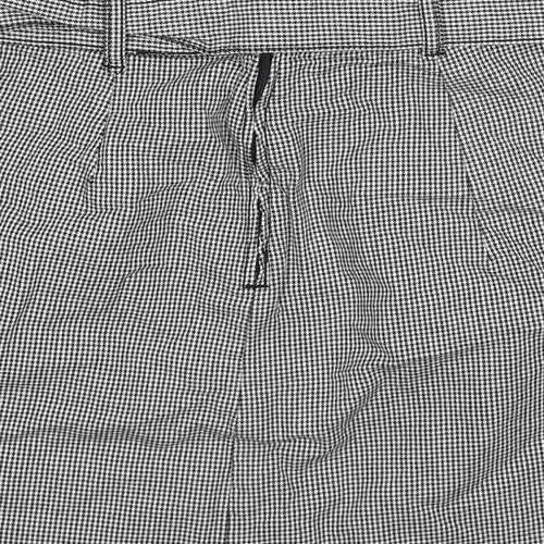 H&M Womens Grey Geometric Cotton A-Line Skirt Size 8 Zip - Houndstooth Pattern Belted
