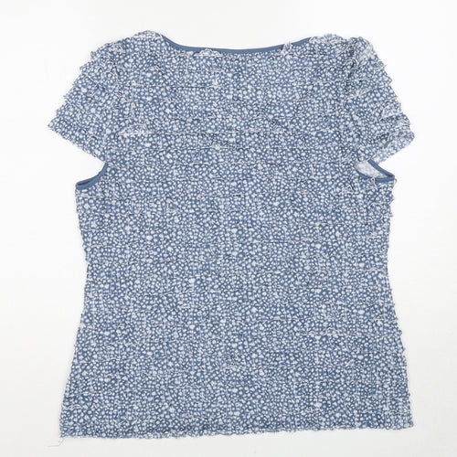 Phase Eight Womens Blue Geometric Polyester Basic T-Shirt Size 8 Scoop Neck
