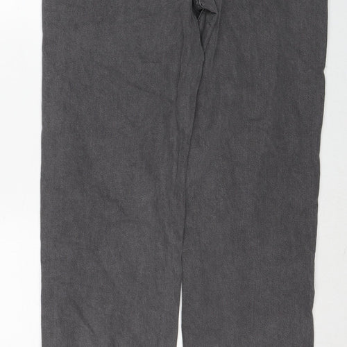 Boohoo Mens Grey Cotton Straight Jeans Size 32 in Regular Zip