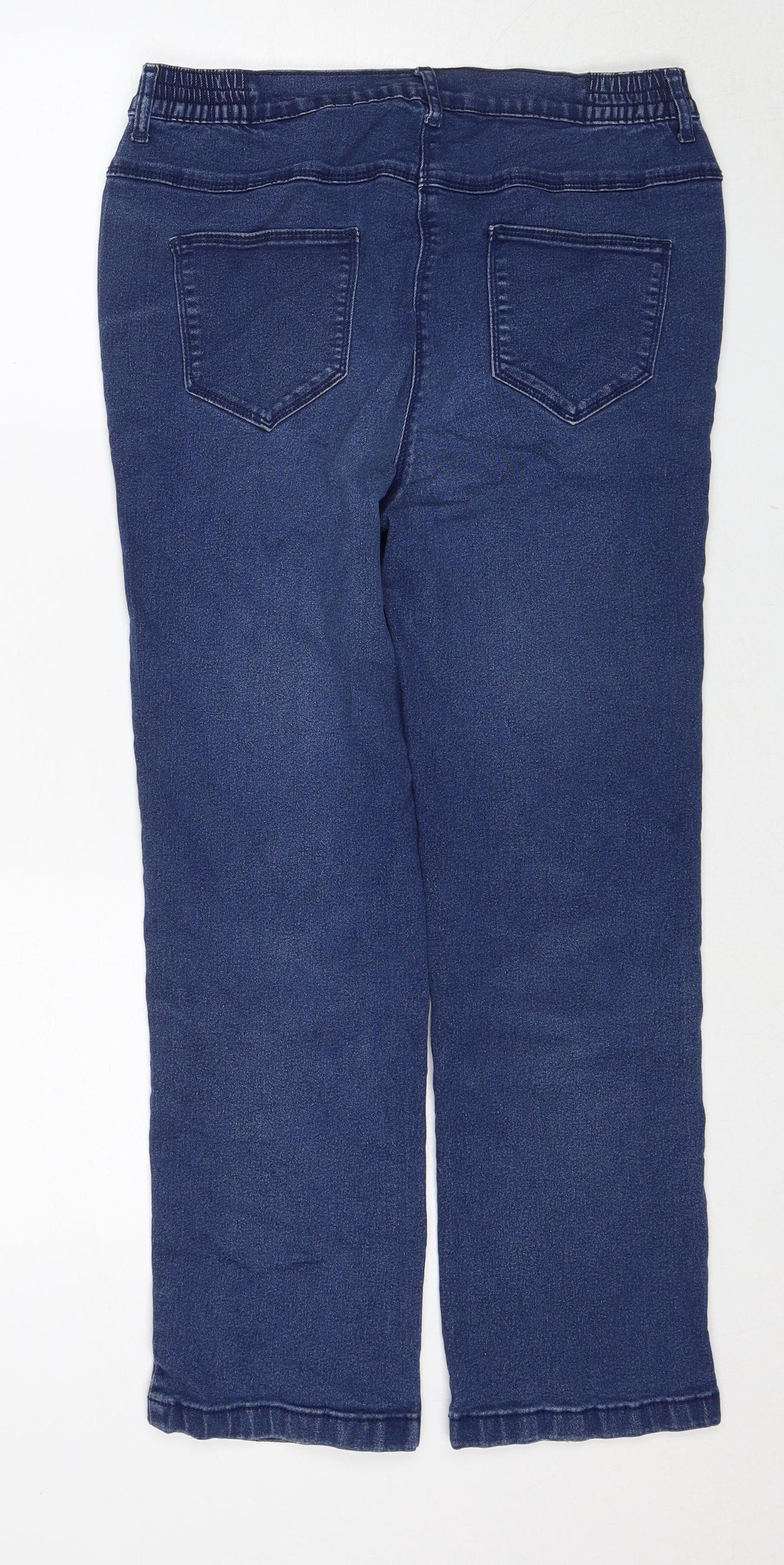 Bonmarché Womens Blue Cotton Straight Jeans Size 14 Regular Zip