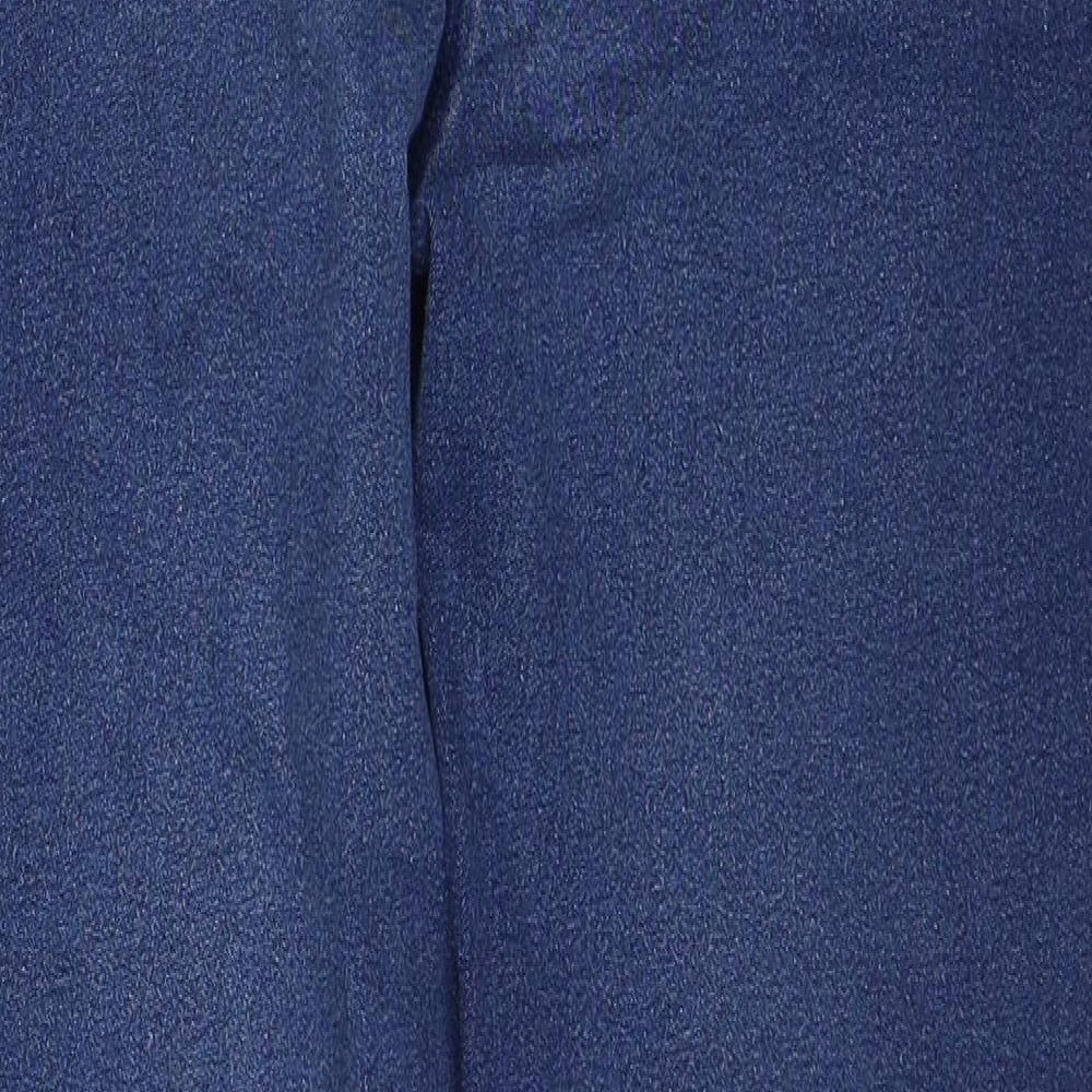 Bonmarché Womens Blue Cotton Straight Jeans Size 14 Regular Zip