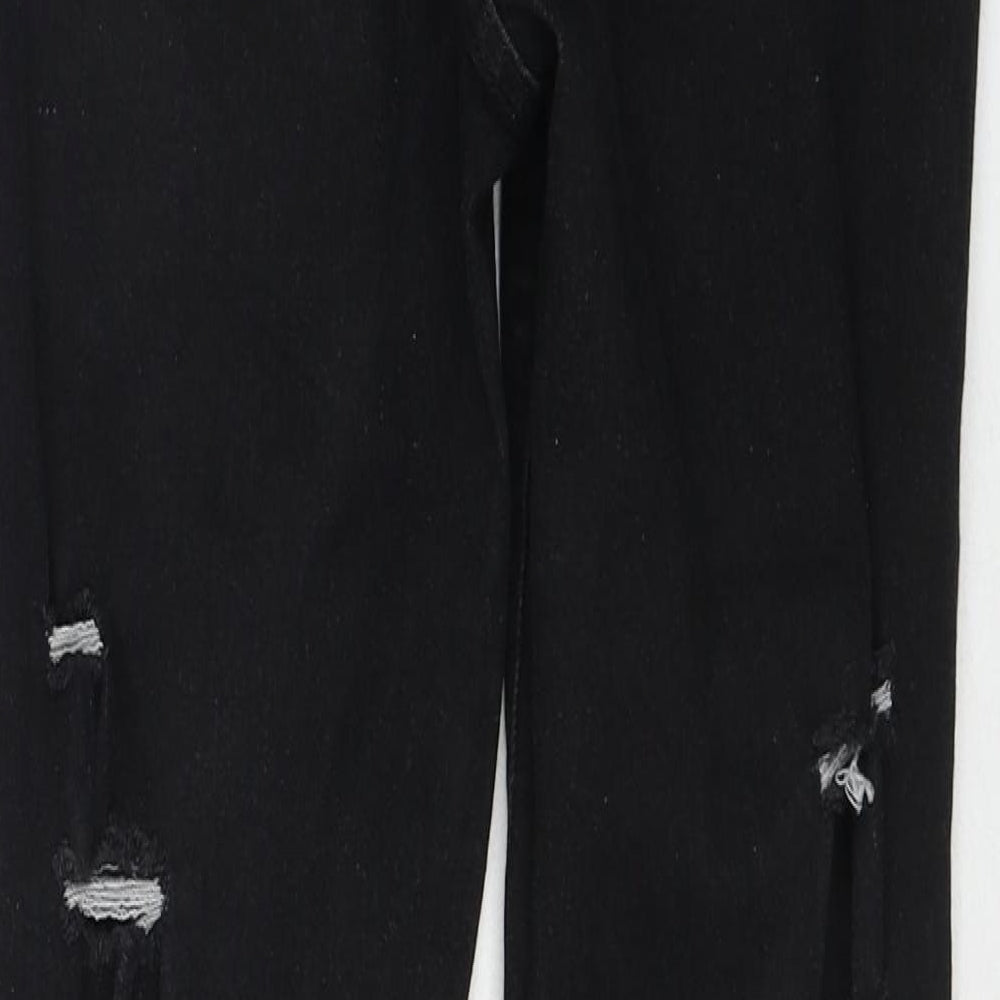 JK Attire Womens Black Cotton Skinny Jeans Size 12 Regular Zip - Fire