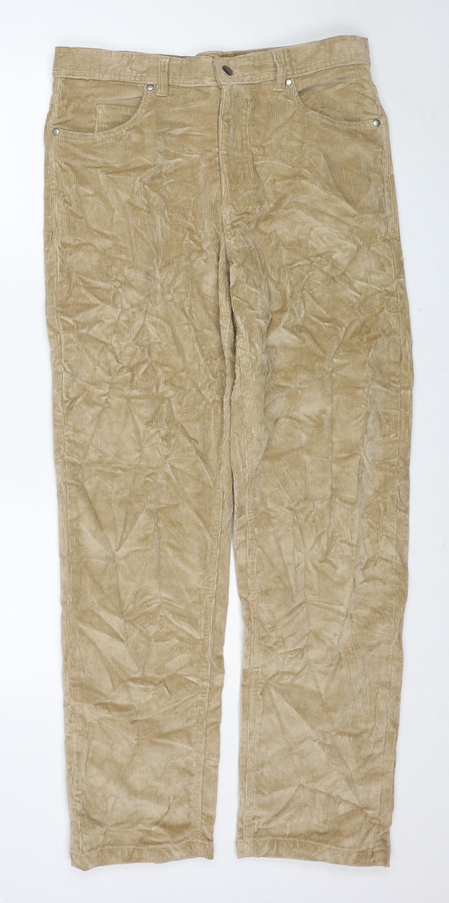 Giani Bernini Womens Beige Cotton Trousers Size M Regular Zip