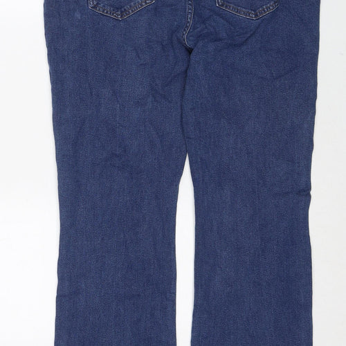 Marks and Spencer Womens Blue Cotton Bootcut Jeans Size 16 Slim Zip