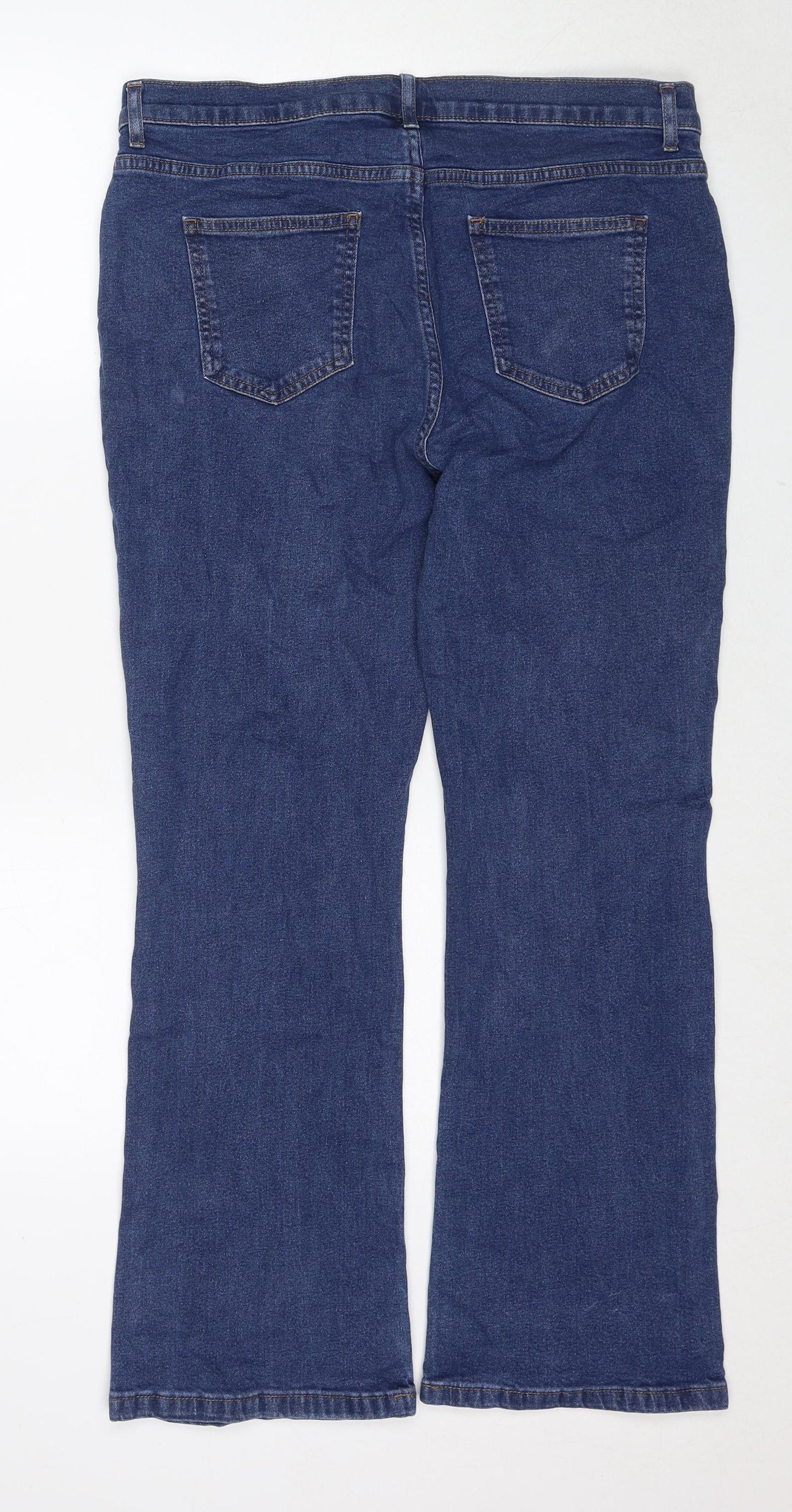 Marks and Spencer Womens Blue Cotton Bootcut Jeans Size 16 Slim Zip