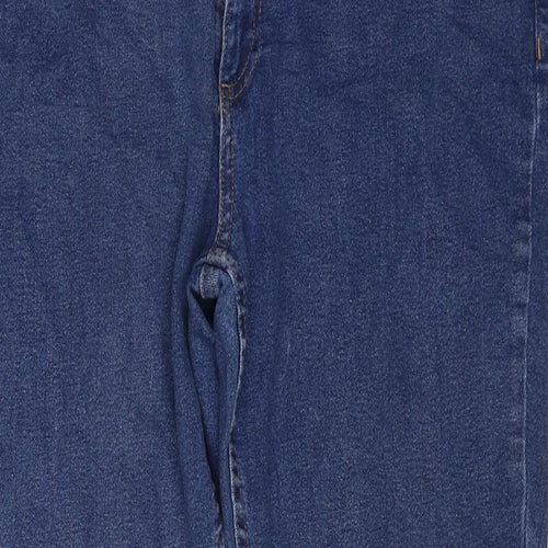 Marks and Spencer Womens Blue Cotton Bootcut Jeans Size 16 Slim Zip