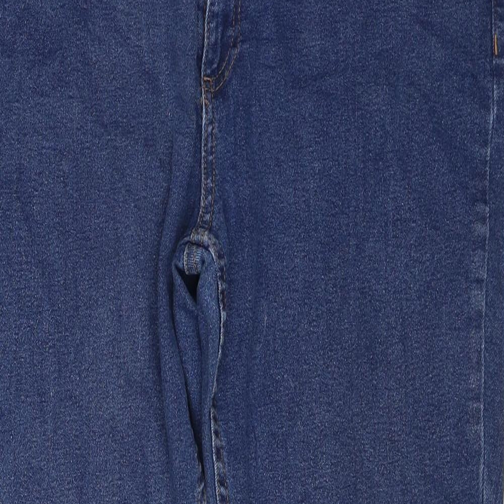 Marks and Spencer Womens Blue Cotton Bootcut Jeans Size 16 Slim Zip