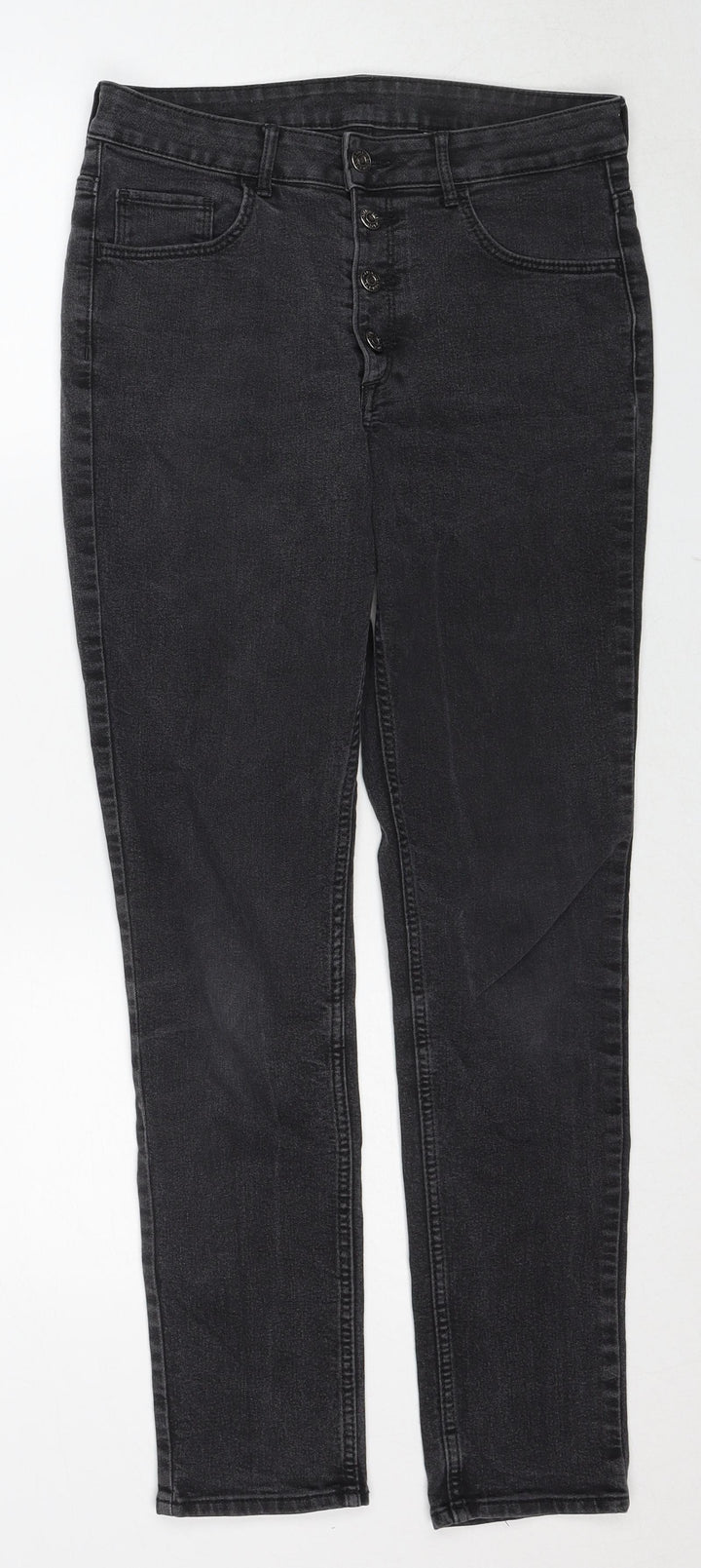 H&M Womens Black Cotton Skinny Jeans Size 29 in Regular Zip