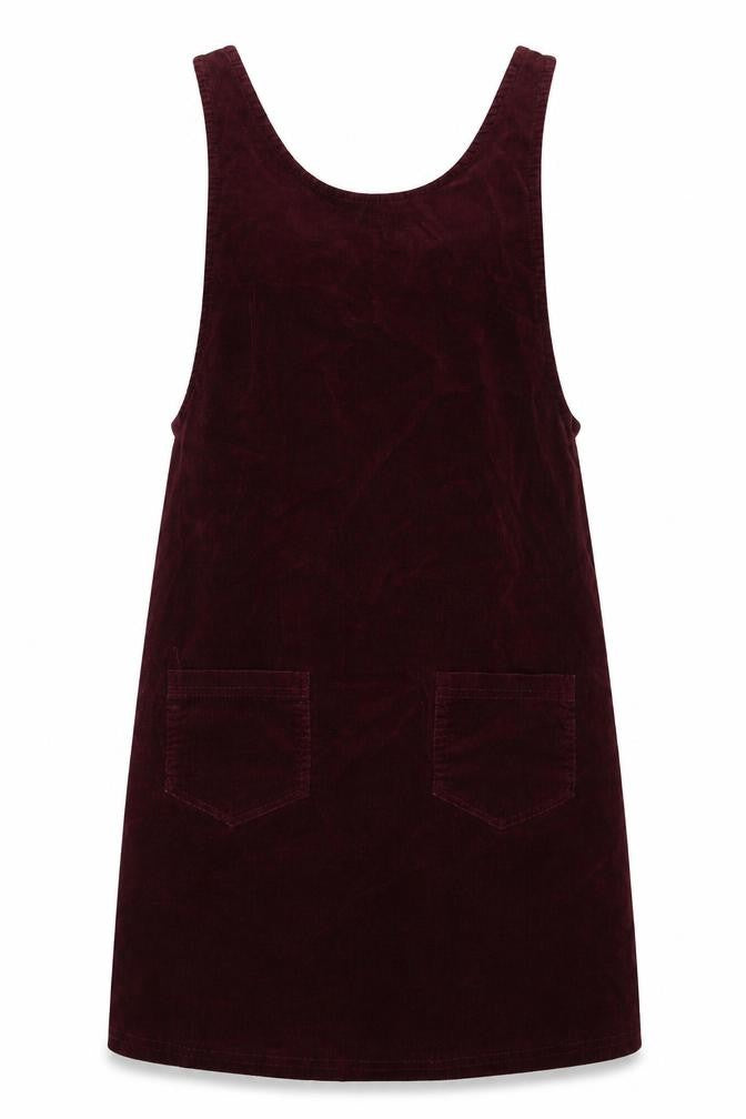 New Look Womens Red Cotton Pinafore/Dungaree Dress Size 6 Scoop Neck Pullover