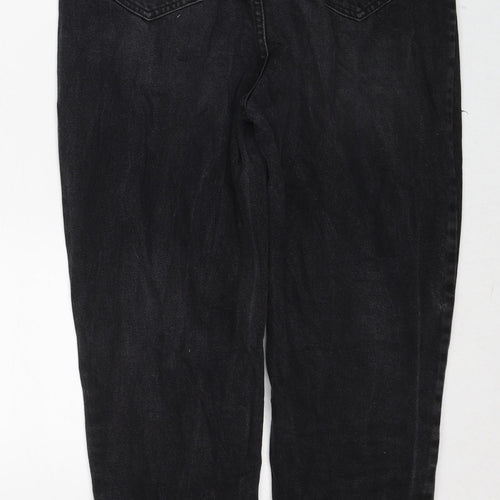 Boohoo Womens Black Cotton Mom Jeans Size 10 Regular Zip