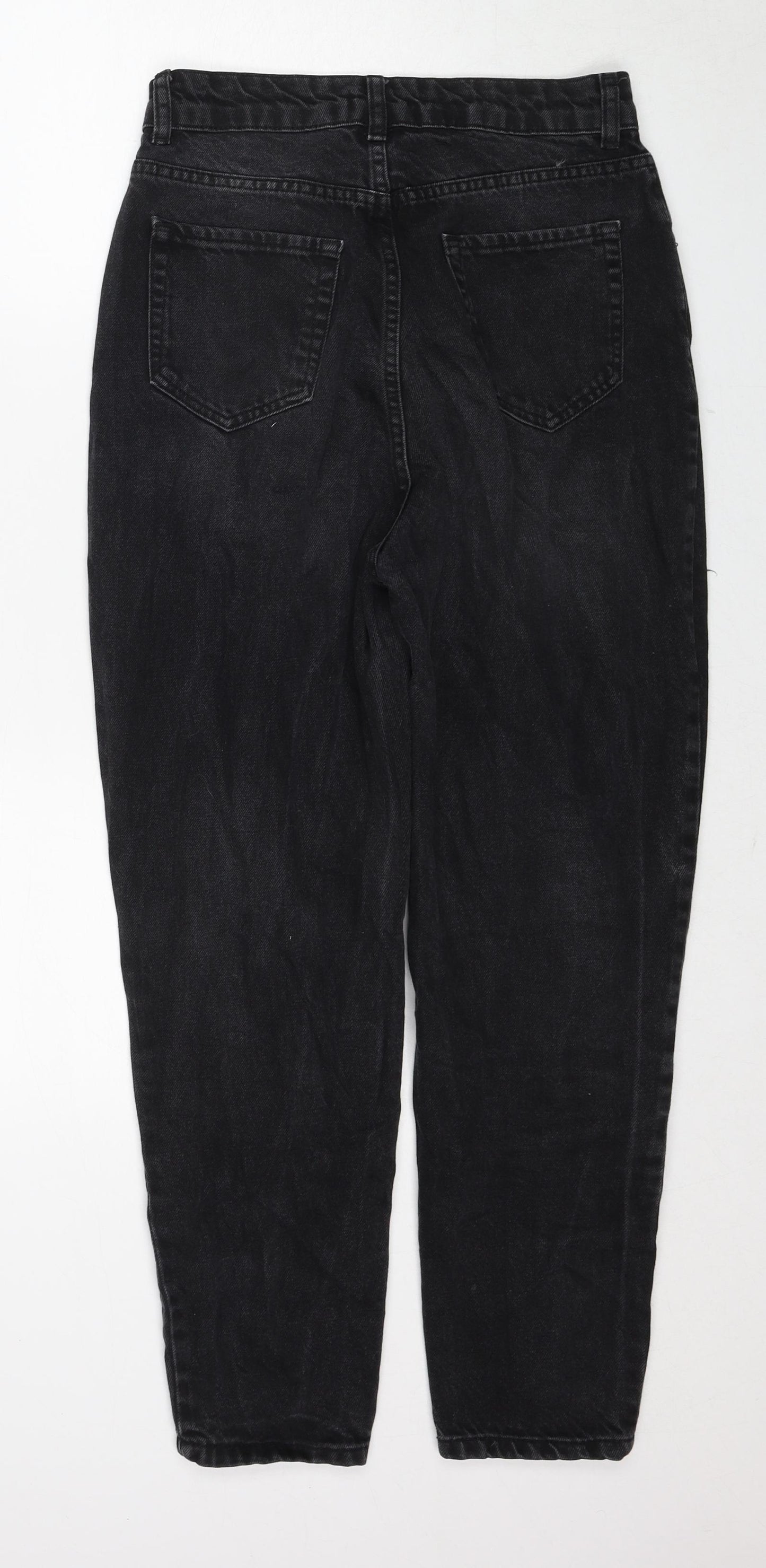 Boohoo Womens Black Cotton Mom Jeans Size 10 Regular Zip