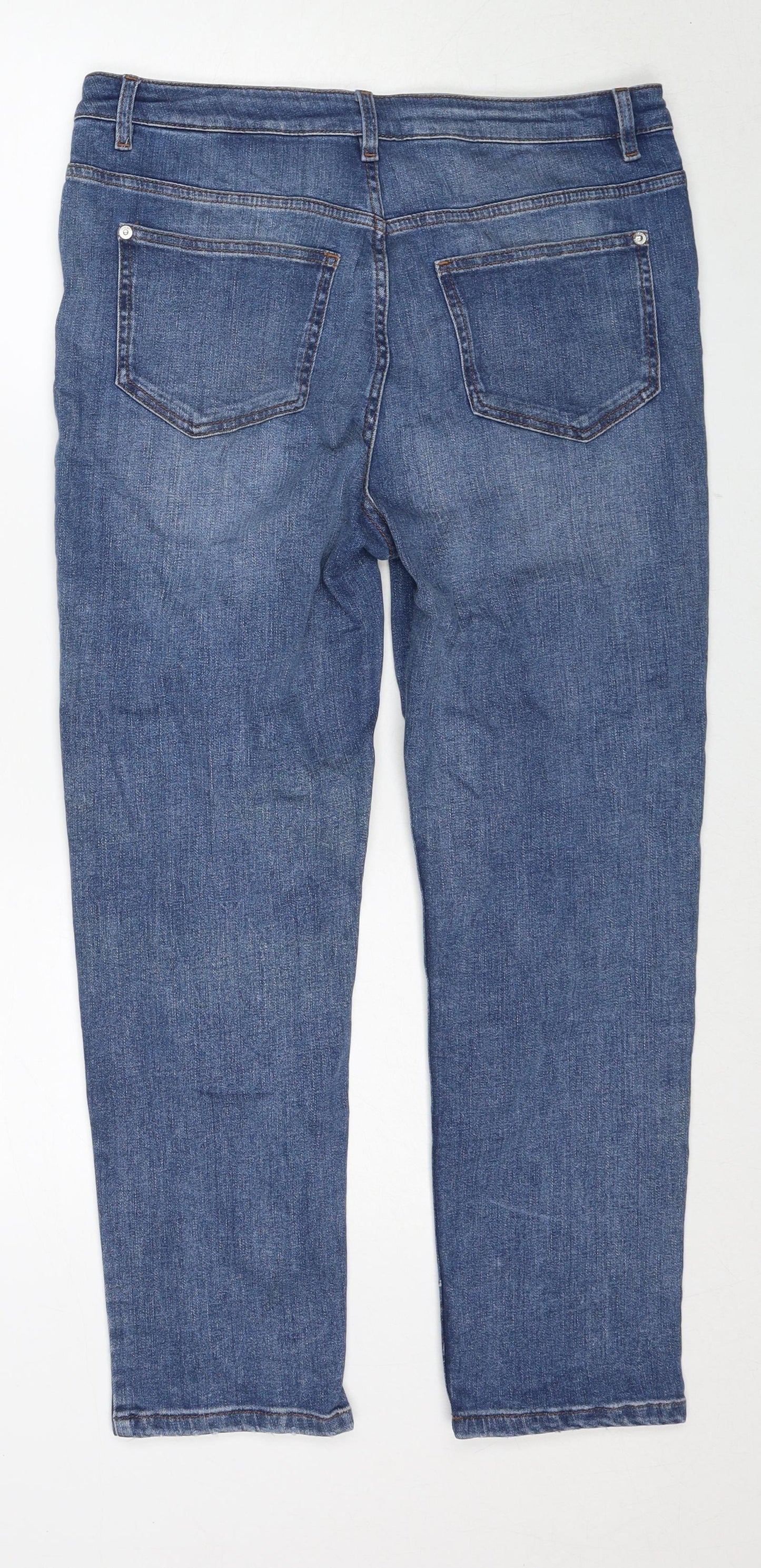 Marks and Spencer Womens Blue Cotton Skinny Jeans Size 12 Regular Zip