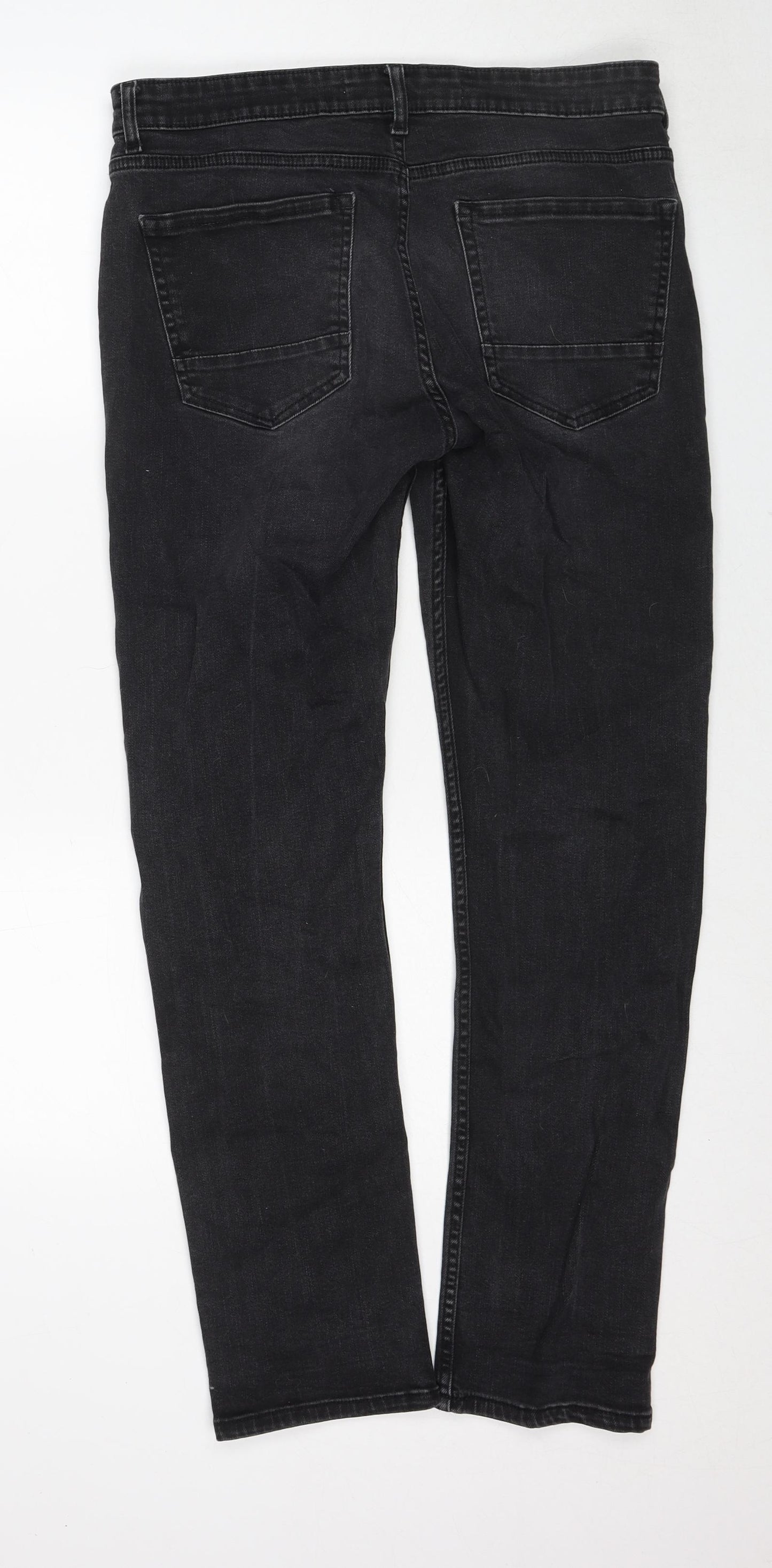 Burton Mens Black Cotton Straight Jeans Size 34 in Slim Zip
