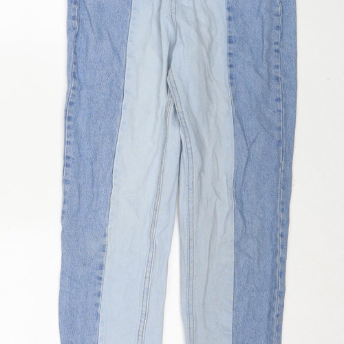 Stradivarius Womens Blue Cotton Straight Jeans Size 8 Regular Zip