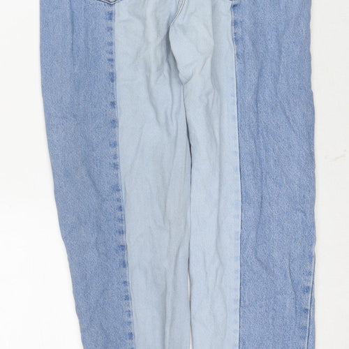 Stradivarius Womens Blue Cotton Straight Jeans Size 8 Regular Zip