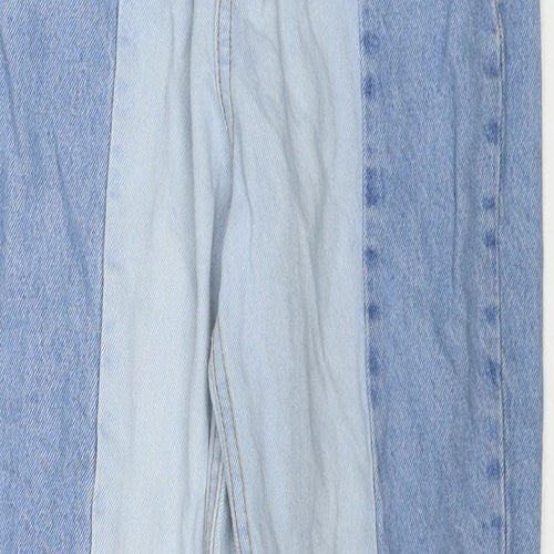 Stradivarius Womens Blue Cotton Straight Jeans Size 8 Regular Zip