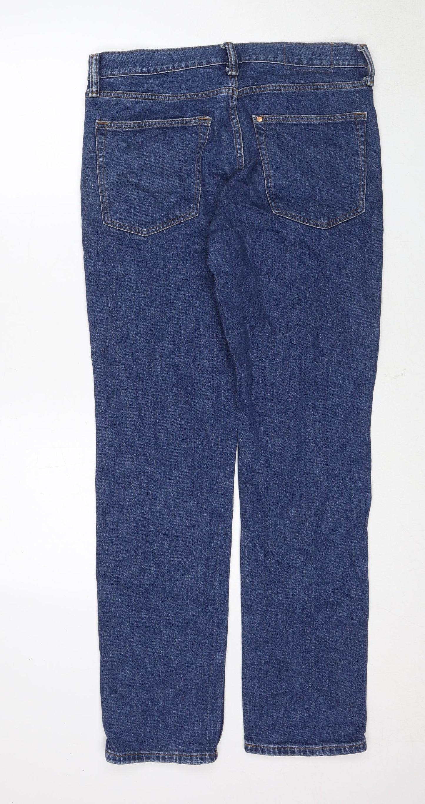 H&M Mens Blue Cotton Straight Jeans Size 32 in L32 in Regular Zip